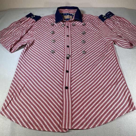 SCULLY Men’s Western Shirt Long Sleeve Sz Medium American Patriotic Cowboy - Picture 4 of 11